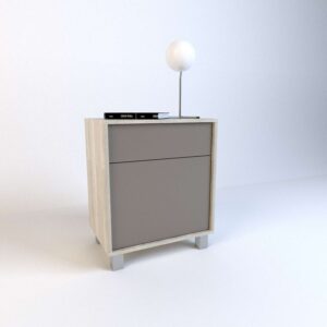 Mesa de luz funcional con cajon superior y puerta inferior<br />
Sistema push en cajon y puerta