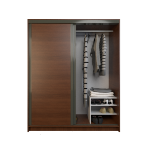 Placard sencillo con dos puertas corredizas y dos cajones<br />
Perfiles de aluminio a tono con el placard