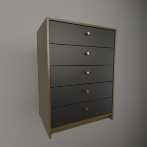 Chifonier con cinco cajones apilados con estilo simple y funcional<br />
Tiradores metalicos de cobre estilo vintage
