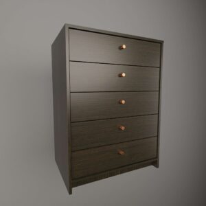 Chifonier con cinco cajones apilados con estilo simple y funcional<br />
Tiradores metalicos de cobre estilo vintage