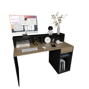 Escritorio moderno con repisa, estante regulable y un cajon Estante regulable