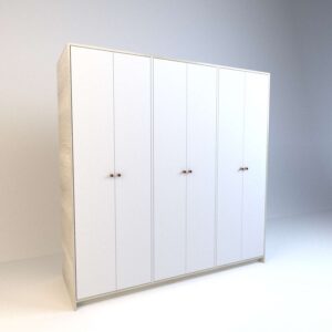 Placard con seis puertas y cuatro cajones con estructura amplia y funcional<br />
Tiradores metalicos de bronce estilo vintage
